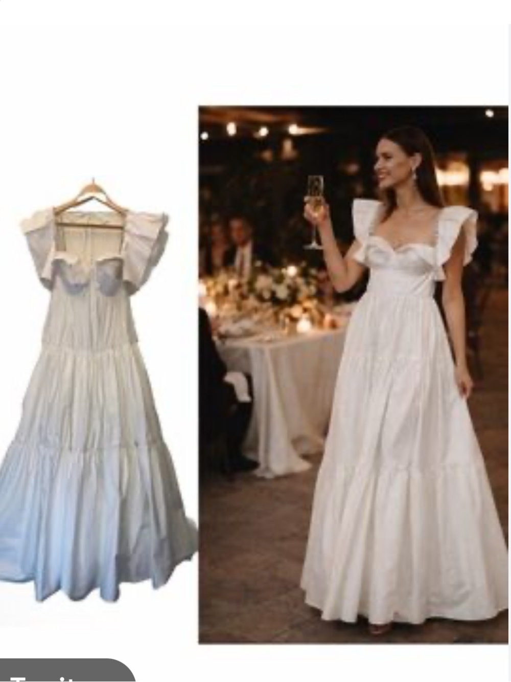 Are White poplin Ruffled Maxi Dress with crystal